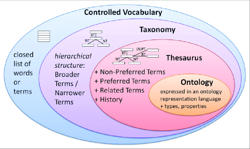 Categories of terms classification